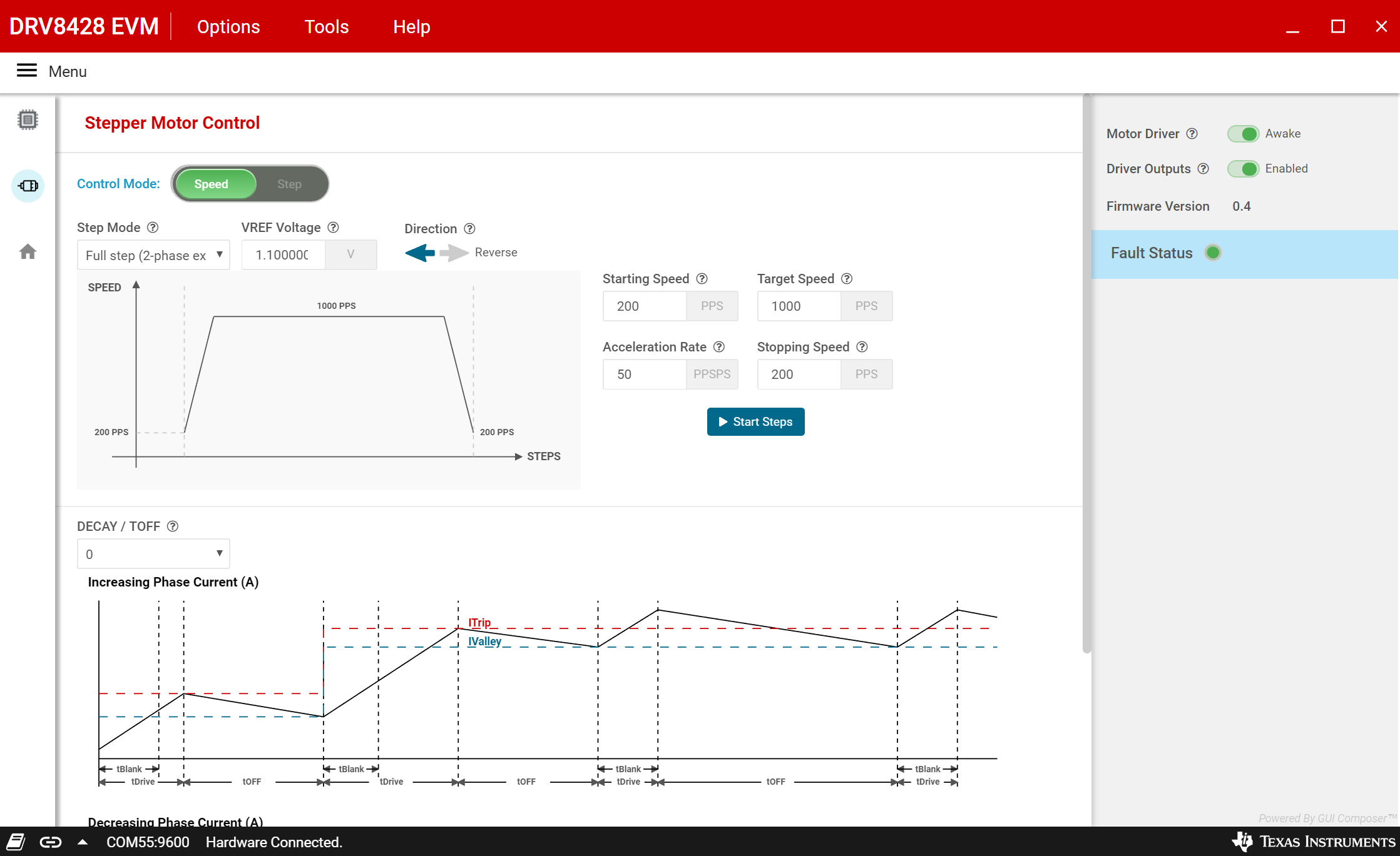 DRV8428EVM_GUI_motor control Page.png